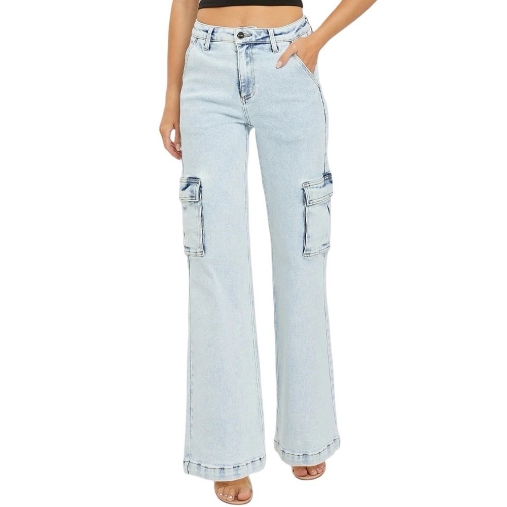 Risen Jeans High Rise Wide Leg Cargo Denim Women's 3/26